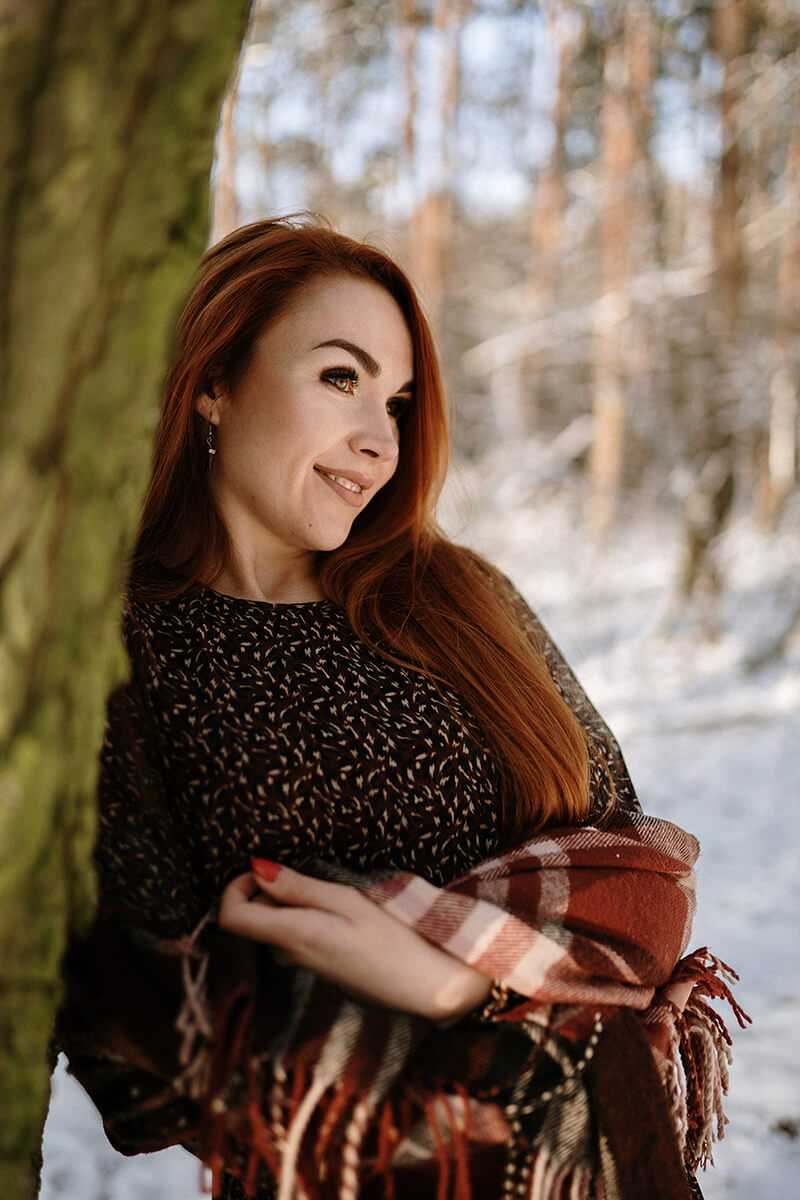 portret kobiety zimą