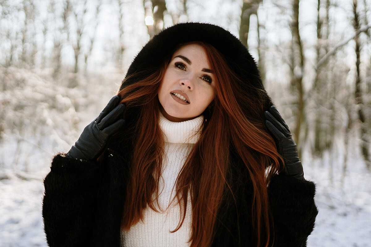 portret kobiety zimą