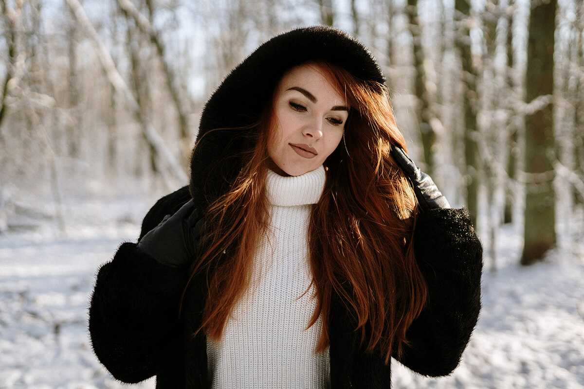 portret kobiety zimą