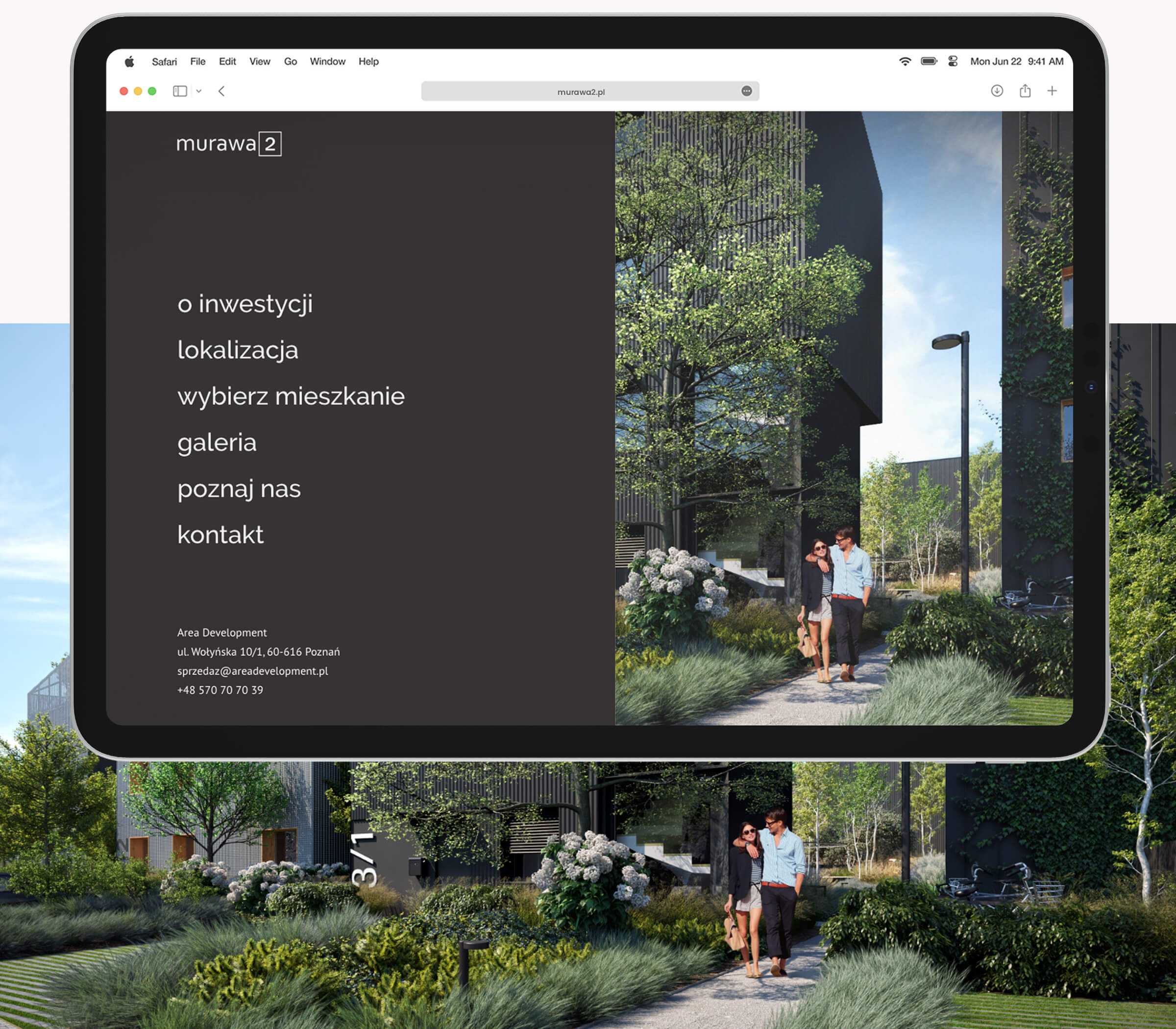 menu strony dla dewelopera